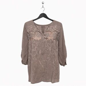 Made in Italy Lace-Detail Tunic (Size XL, 100% Cotton)